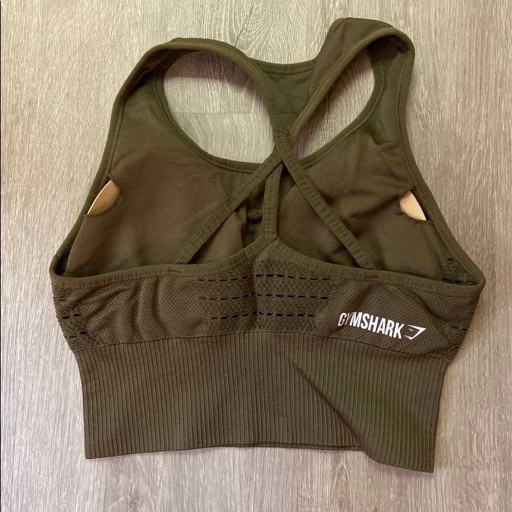 Gymshark olive green energy seamless crop top medium - Picture 4 of 4